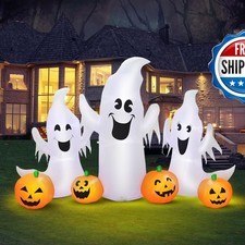 inslife 7FT Halloween Inflatable Ghosts Pumpkins 3 Ghosts LED Lights picture