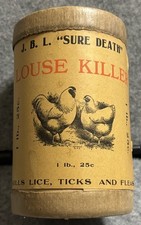 Vintage J.B.L. Sure Death Louse Killer Small Kills Lice Advertising Container picture