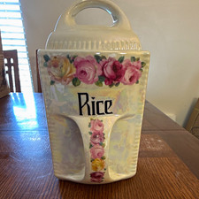 Vintage 1920s/30s German Beyer & Bock Lusterware Porcelain Rice Canister w/ Lid picture