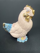 Vintage Walker Renaker Pink Bisque Chicken Hen Figurine Applied Flowers picture
