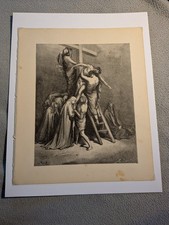 Antique Gustave Doré Christ Carrying the Cross Bible Engraving c1880 picture