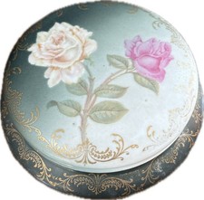 Antique Rosenthal RC Bavaria Hand Painted Porcelain Trinket Powder Box Pink Rose picture