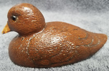 Vintage Carved Solid Wood Duck Figurine Glass Eye  picture