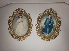 Vintage Pinkie & Blue Boy in metal oval frame, made in Italy, Home Interior picture