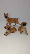 Vintage Boxer Bull Mom And 2 Puppies Made In Japan Miniature Figurines 3-5