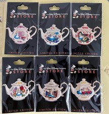 TWDC DEC Alice in Wonderland Teapots - LE300 6 Pins Set In Hand picture