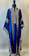 Vintage 1960s Moroccan Royal Blue Takchita - 2pc Hand-Couched Gold Terz Ensemble picture