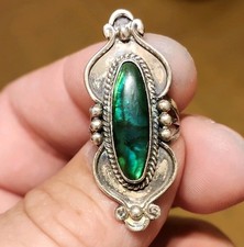 Vintage NAKAI Navajo Sterling Silver Green Abalone Shell Statement Ring Size 6 picture