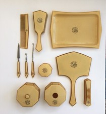 Vintage Tuskeloid Vanity Set Lot of 15 pieces from 50s Monogrammed “DB” picture
