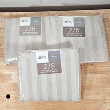 Lot of 3 Vtg JC Penney Home Pima Cotton Flat Twin Sheet - Tan/Beige Striped New picture