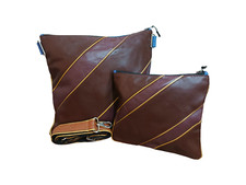 Real Cowhide Leather Water Proof Red and Brown Tallit & Tefillin Bag Set of 2 picture