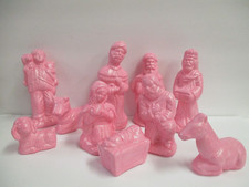 Cottage Chic Pink Shimmer Ceramic 10 Piece Nativity Set ~ Shepherd is 5.5