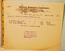 July 1, 1901 Cross Abbott Company Wholesale Grocers & Coffee Co. White River VT picture