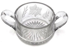 TESTED Tiffin June Night Open Sugar Bowl Flower Etched 365nm Manganese Glass picture