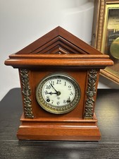 Antique Ansonia Plymouth 8 Day Mantel Clock Beveled Glass Working c1890s picture