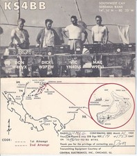 Vintage KS4BB Southwest Cay Serrana Bank DXpedition 1959 Amateur Radio QSL Card picture
