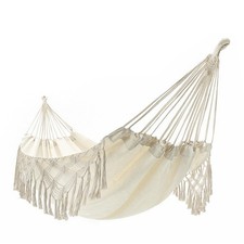 Double Boho Macrame Hammock Cotton Canvas Portable Replacement Hammock 440lbs Lo picture