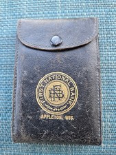 First Natl Bank Appleton WI Acct Passbook Leather Case 1922, Bank Postcard 1920 picture