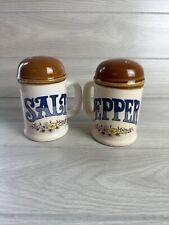Vintage Otagiri Large Brown Mug Salt& Pepper Shakers Handles 1970's 5