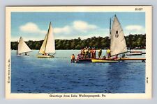 Lake Wallenpaupack PA-Pennsylvania, Scenic Greetings, Boating, Vintage Postcard picture
