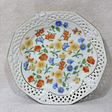 Porcelain Lattice Floral Plate 6.75