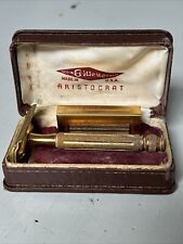 Vintage 1940's 1950’s Gillette Gold Aristocrat Safety Razor w/ Case 40’s 50’s picture