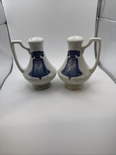 Vintage J&G Meakin England Liberty Bell Ceramic Salt & Pepper Shakers picture