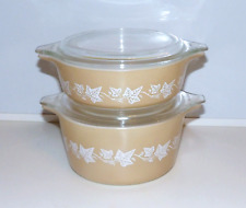 Pyrex 471 473 Sandalwood Set of 2 Casserole Dishes with Lids - EUC picture
