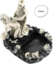 Skull Ashtray Resin Skeleton Ashtray Funny Skull Lovers Figurine Smoking Ashtray picture