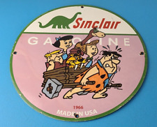 Vintage Sinclair Gas Porcelain Sign - Flintstones Gasoline Service Pump Sign picture
