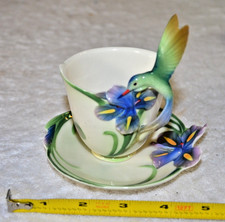 FRANZ Hummingbird Tea Cup & Saucer Fine Porcelain PRISTINE picture