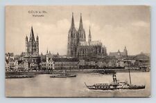 Cologne Germany Rheinpartie River Scenic European Waterway BW WOB Postcard picture