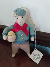 Vintage Midwest Of Cannon Falls Felt Easter Bunny & Egg Ornament & Original Tag picture