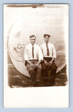 RPPC 1912, PAPER MOON, 2 HANDSOME MEN POSING CAWKER CITY, KS. POSTCARD picture