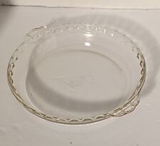 Vintage 1970's Pyrex Clear Glass Pie Dish #229 w/ Fluted Edge and Handles 9.5