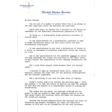 Senator George McGovern Letterhead Declaring Presidential Candidacy 1971 B12 picture