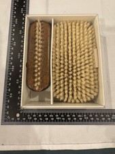 Vintage West Germany Men's Military Brush Set 2pc Natural Bristle Wood Boxed picture