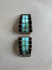 Old Pawn Zuni Sterling Sterling Turquoise , Jet Watch Bands picture