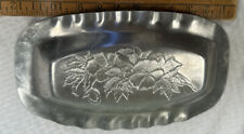 Vintage Hammered Aluminum Tray Rose Pattern picture