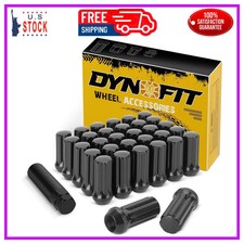Dynofit 32pc M14x1.5 Black Spline Lug Nuts Conical Seat w/ Socket Key 14mmx1.5 picture