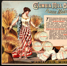 Columbia Mill Co American Flour Minneapolis Patriotic Victorian Trade Card j.US picture