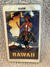 Vintage Fly Big Island of Hawaii Hilo Kona Hula Dancer Retro Luggage Tag picture
