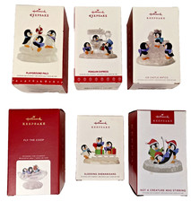 Lot 6 Hallmark Keepsake Penguin Ornament Playground Sledding Ice Castle Fly Coop picture
