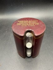 Vintage American Bankers Insurance Leather Hourglass Sand Timer Desk Paperweight picture