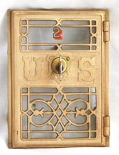 Very Rare PO Box Door - Yale Lock MFG  - 1877 with working key -Cast Brass picture