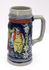 Original Thewalt German Beer Stein Floral Relief West Germany Stoneware . picture