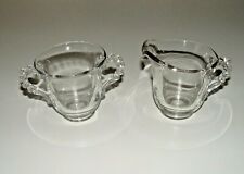 Imperial Candlewick Glass Creamer & Sugar, Beaded  Design Handles, pre-owned picture