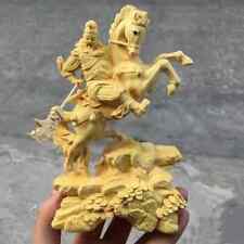 14CM Feng Shui Guangong Boxwood The Three Kingdoms Figure Wood Statue Sculpture picture