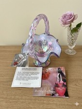 Fenton Limited Edition Iridescent Purple Floral Art Glass Basket picture