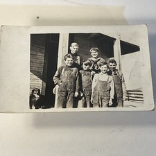 Postcard RPPC c1910 Group of Young Folk & Dog picture